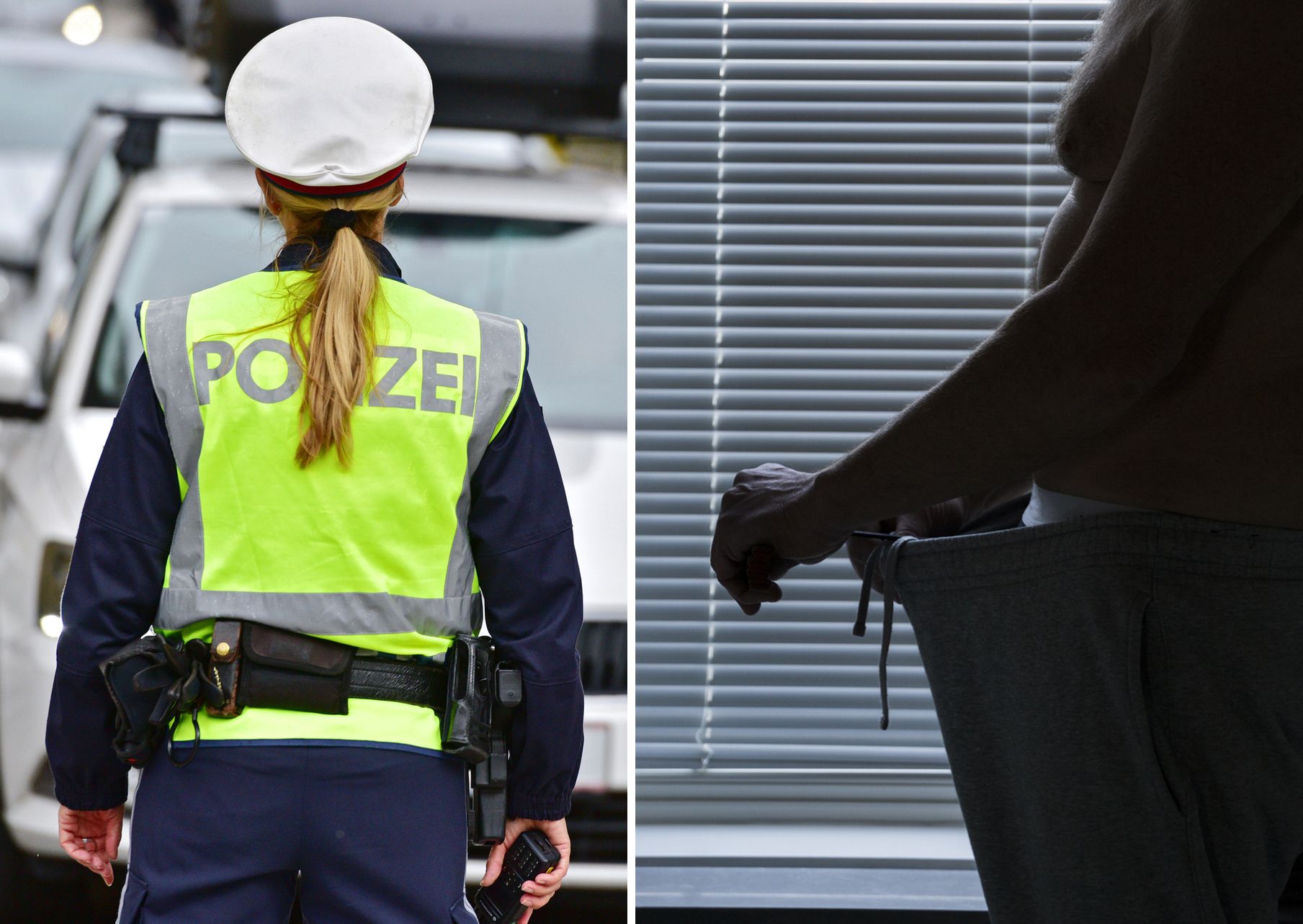 Der Polizistin holte seinen Penis aus der Unterhose und belästigte eine Kollegin (Symbolbilder).