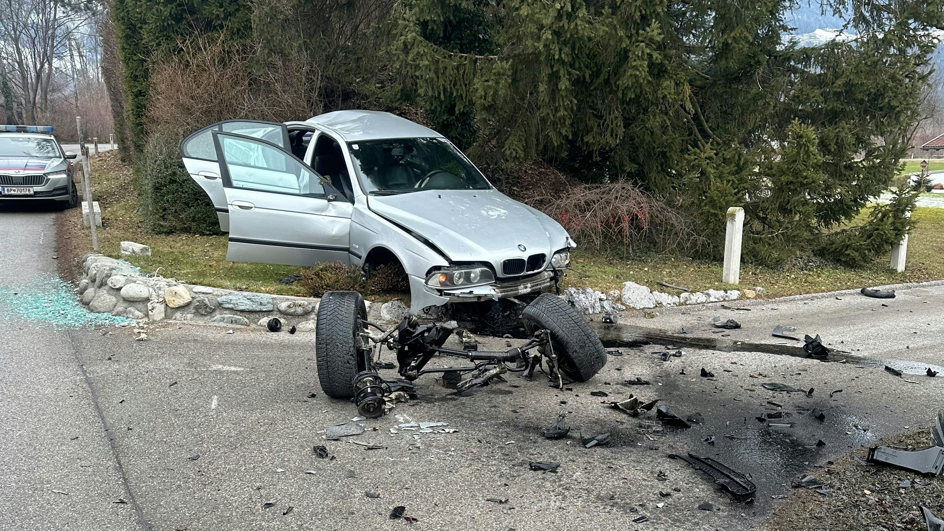 Spektakulärer Verkehrsunfall in Vomp.