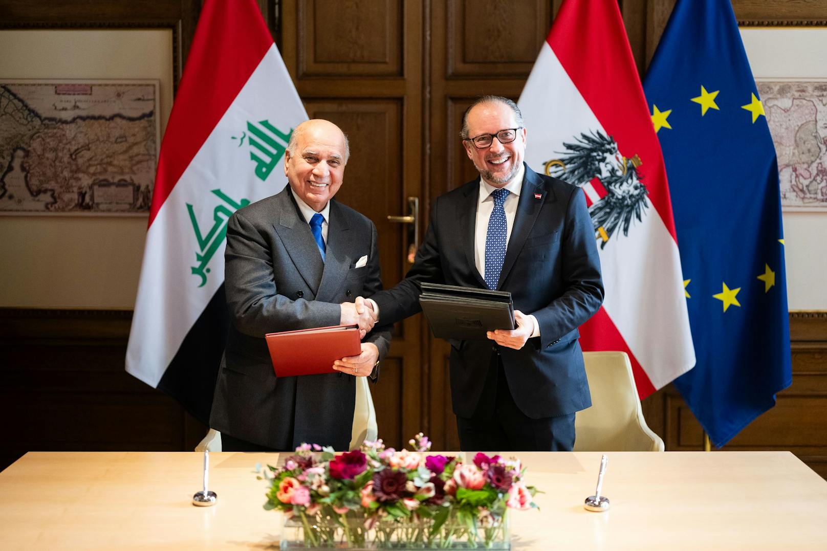 Am Sonntag empfing Außenminister Schallenberg in Wien seien irakischen Amtskollegen, Fuad Hussein.