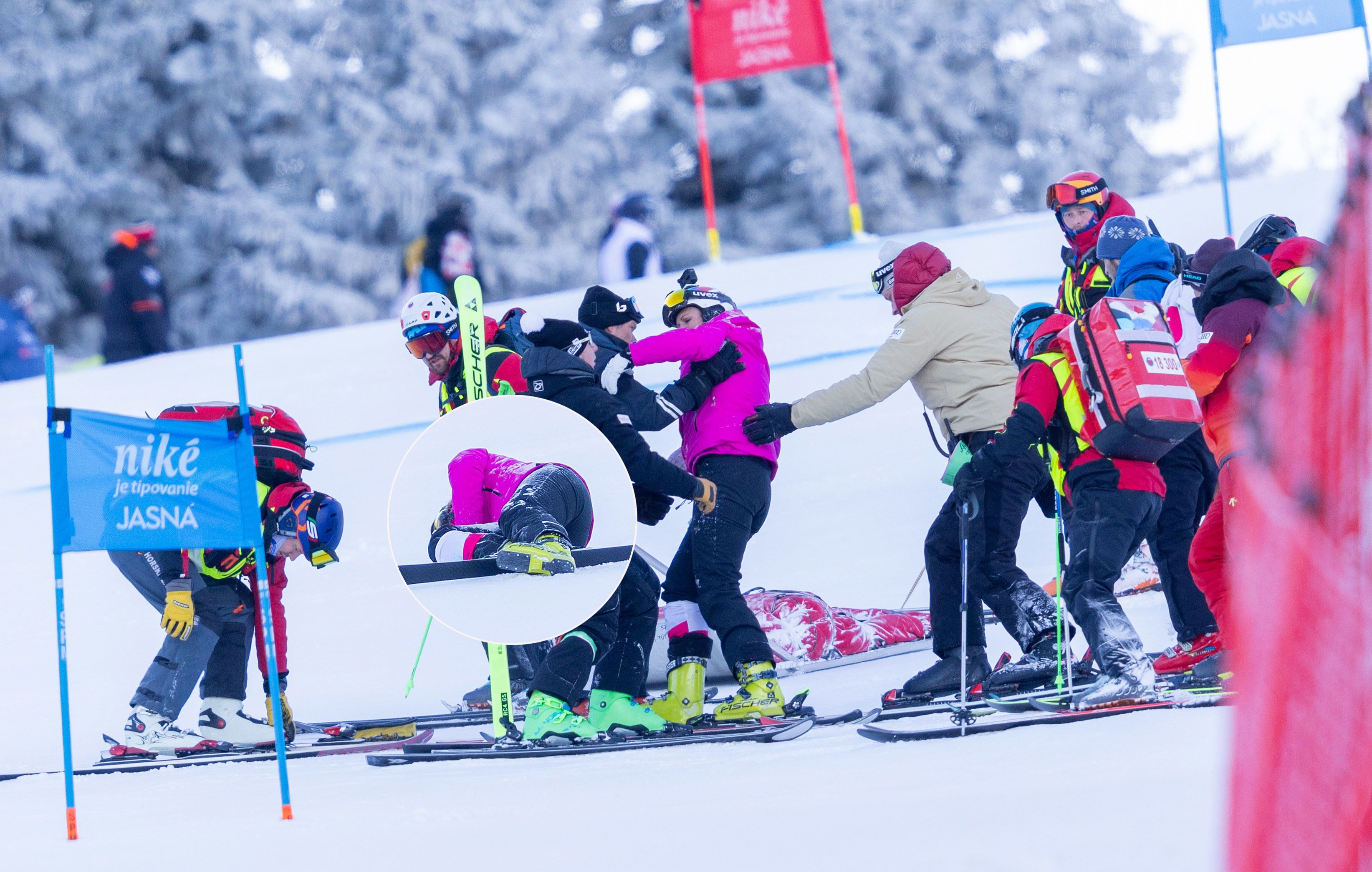 Nicole Hosp verletzte sich bei der Kamerafahrt am Knie.