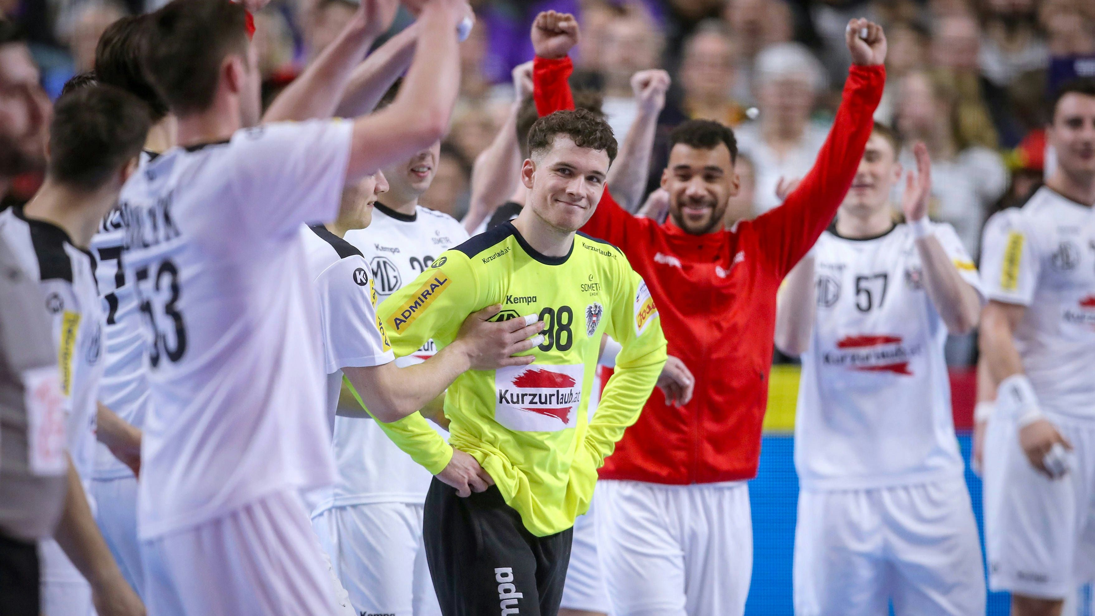 Die Österreicher jubelten über den Punkt gegen Deutschland.