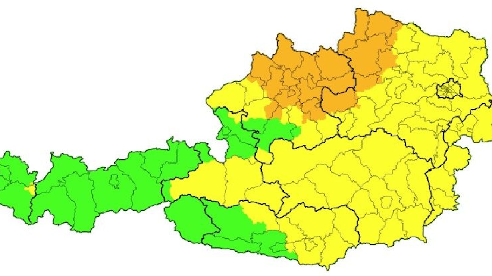 Aktuelle Unwetterwarnungen für Österreich.