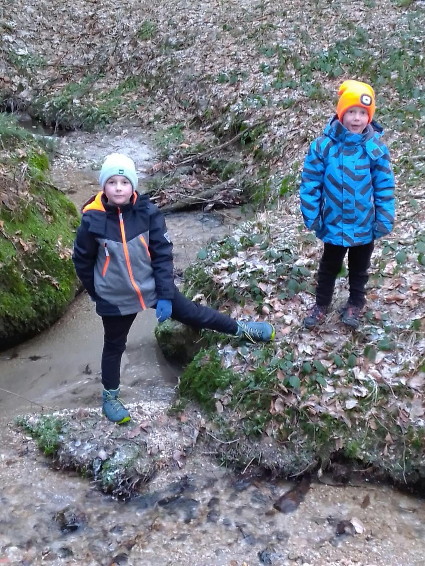 Jonas und Elias entdeckten das tote Tier im Wald.