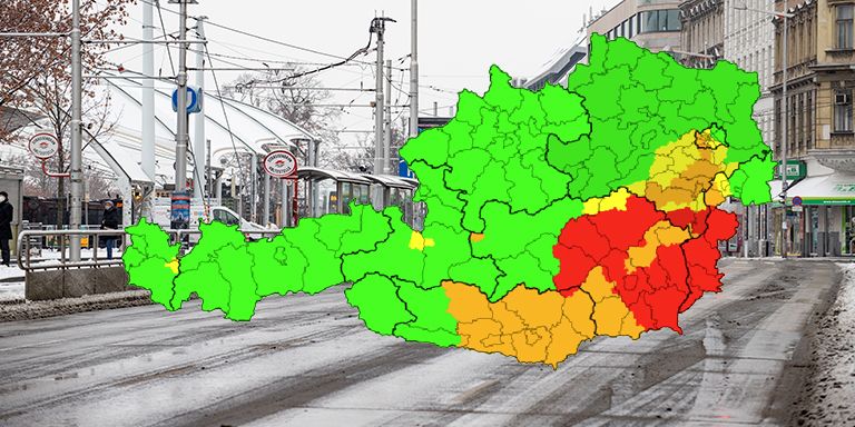 In Österreich herrscht am Dienstag erhöhte Glatteisgefahr.