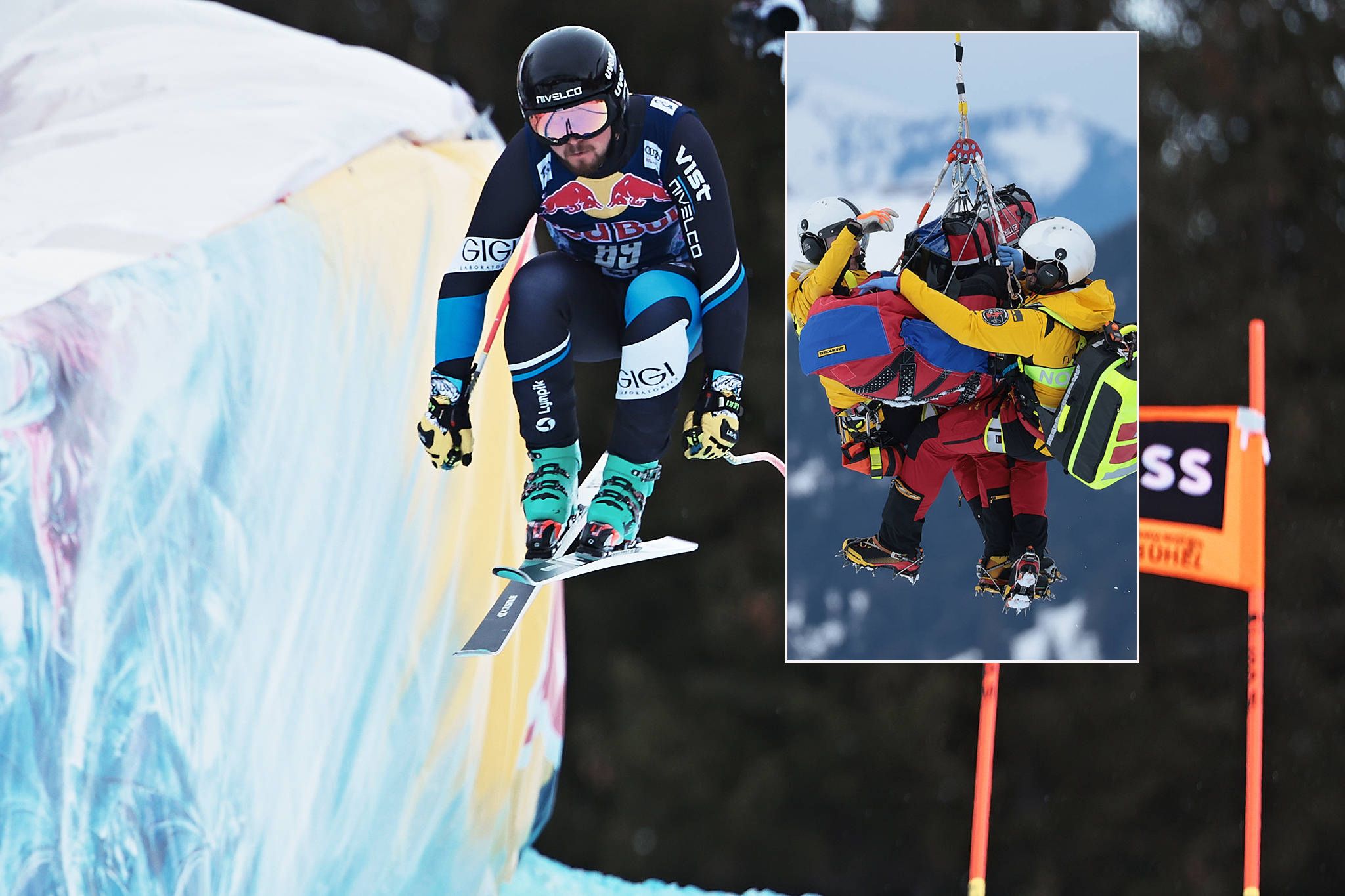 Barnabas Szollos stürzte auf der Streif schwer, wurde mit dem Helikopter abtransportiert.