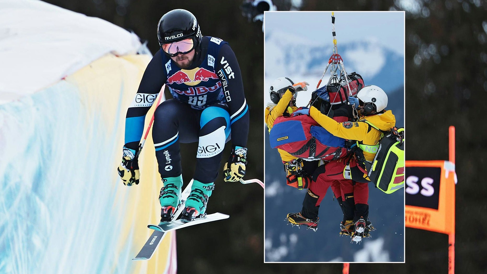 Barnabas Szollos stürzte auf der Streif schwer, wurde mit dem Helikopter abtransportiert.