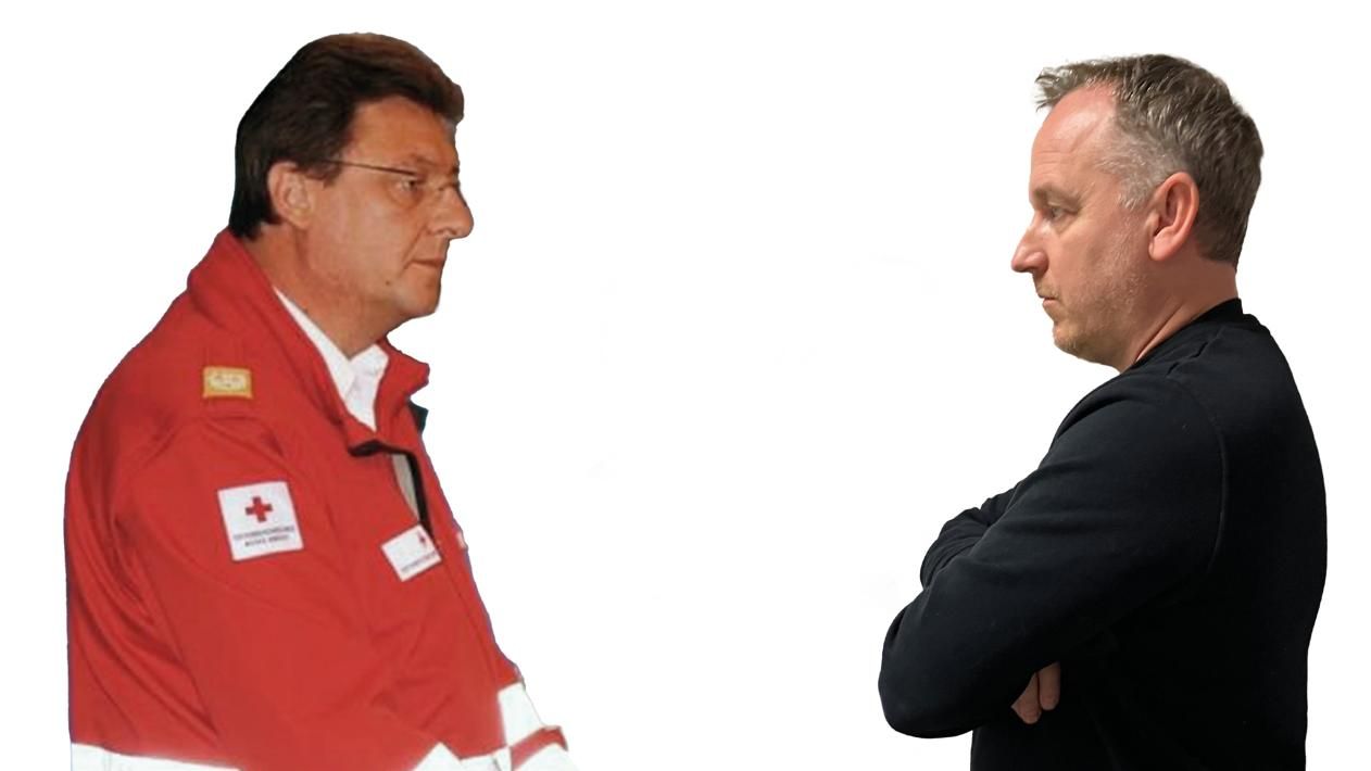 Sanitäter Ingmar Höppner (re.) versus Rotes Kreuz (li. am Bild Rotes Kreuz NÖ-Chef Josef Schmoll)