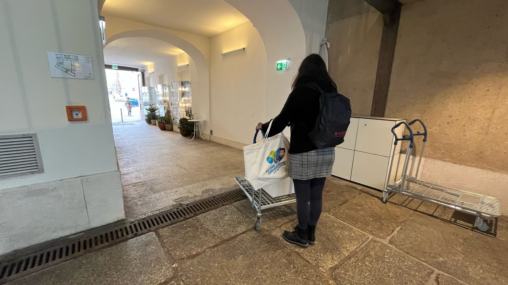 Eine Wienerin hat ein Benko-Aktenwagerl ersteigert: Zum Schnäppchenpreis von 300 Euro. "Würde neu 700 kosten."