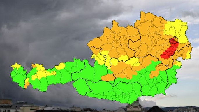 Unwetter-Alarm am Mittwoch in Österreich
