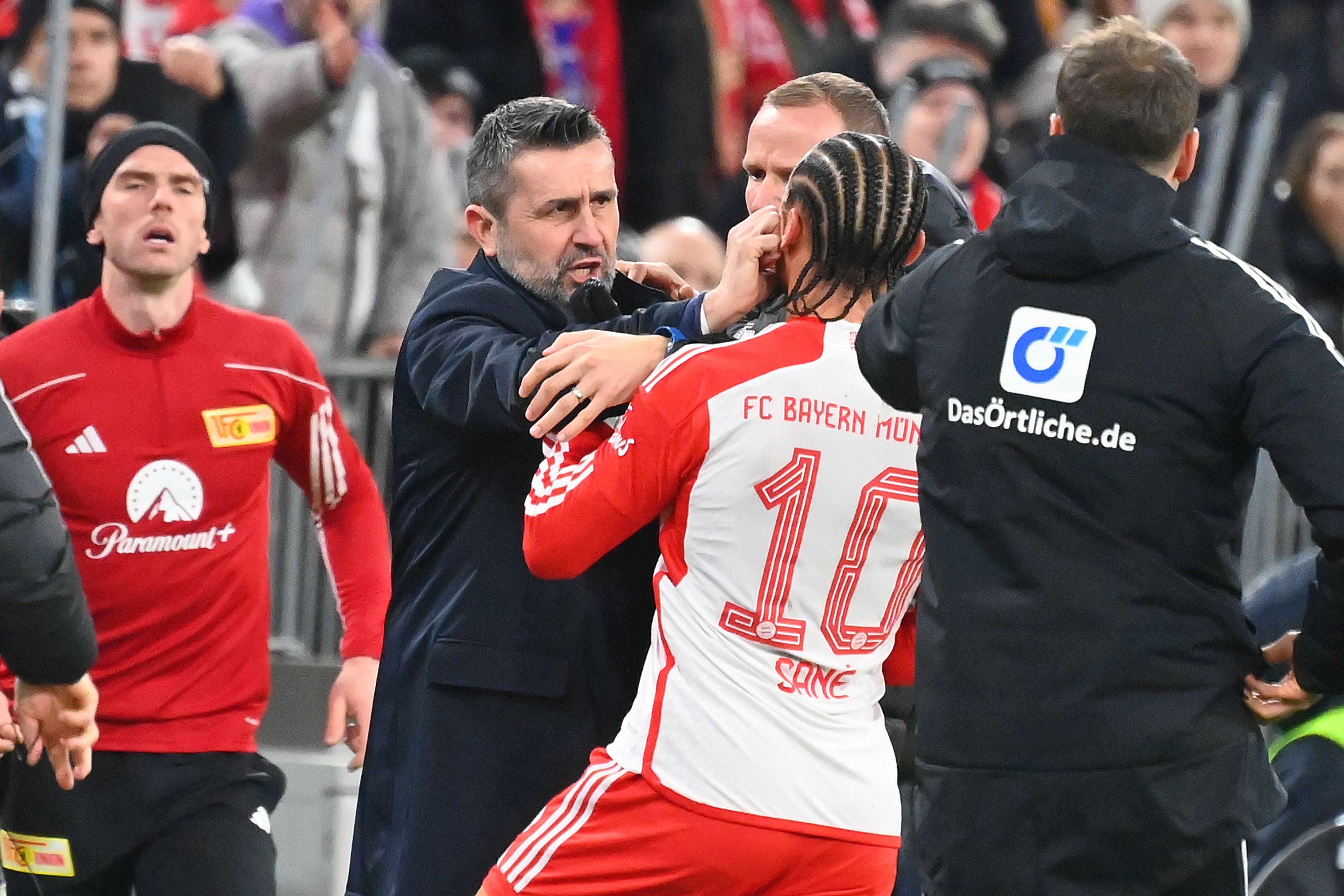Union-Coach Nenad Bjelica legt sich mit Leroy Sane an.