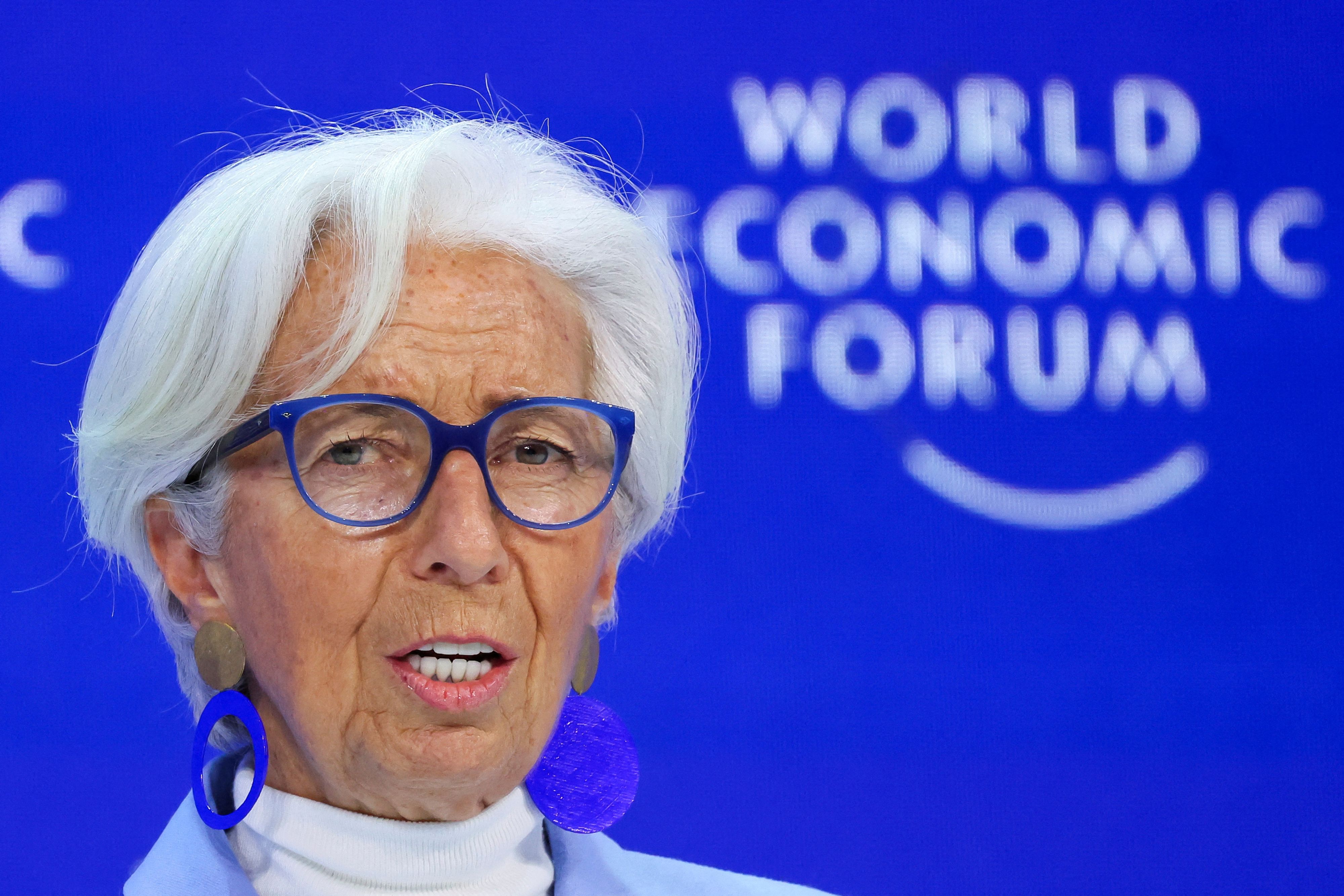 Die Chefin der Europäischen Zentralbank Christine Lagarde beim 54 World Economic Forum am 19. Jänner 2024.  
