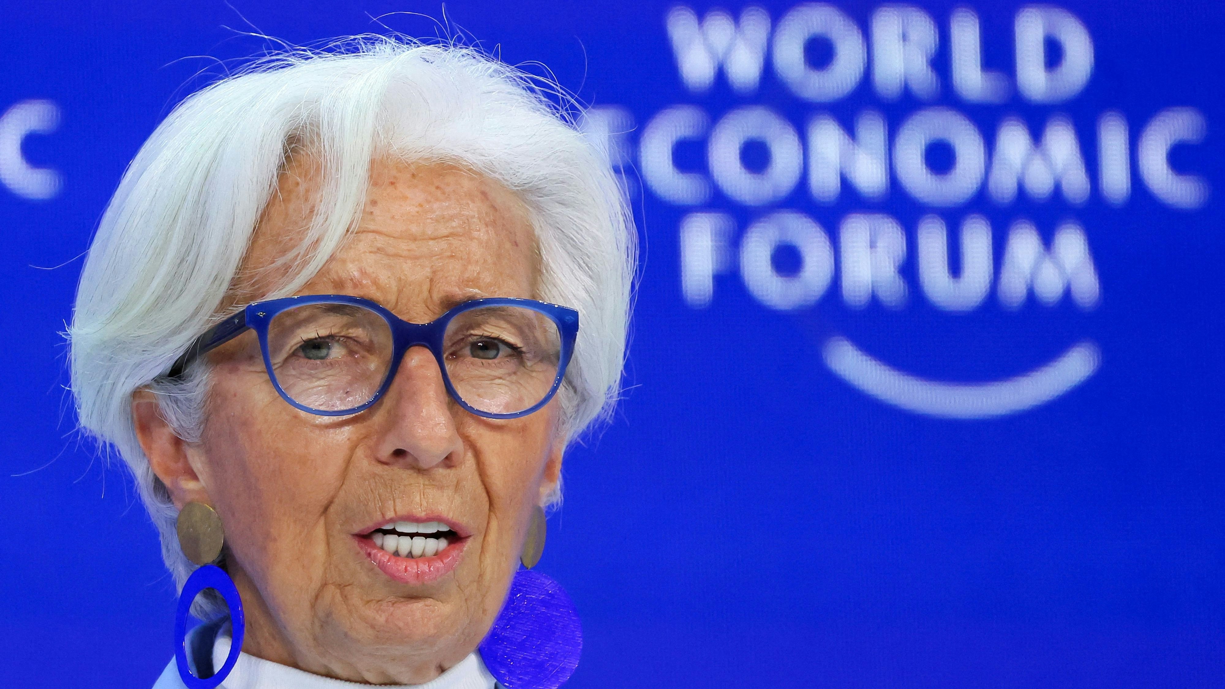 Die Chefin der Europäischen Zentralbank Christine Lagarde beim 54 World Economic Forum am 19. Jänner 2024.  