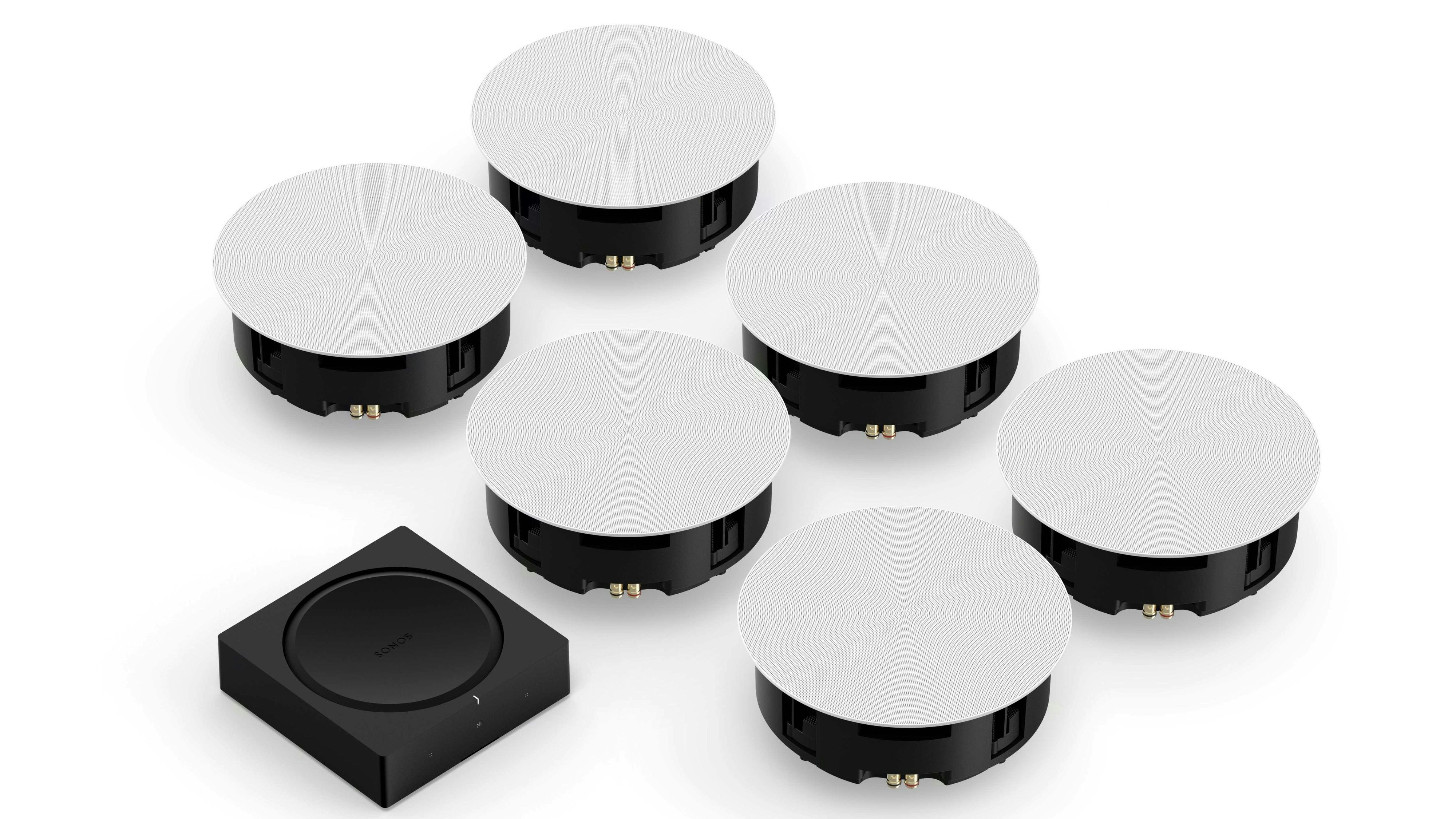 Drei Paar 8-Zoll (203mm) In-Ceiling Speaker von Sonos und Sonance mit Sonos Amp.