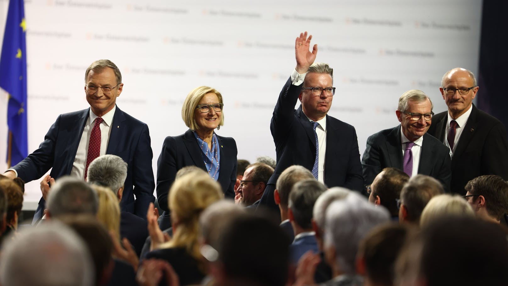 Thomas Stelzer, Johanna Mikl-Leitner, Christopher Drexler, Wilfrid Haslauer und Anton Mattle.