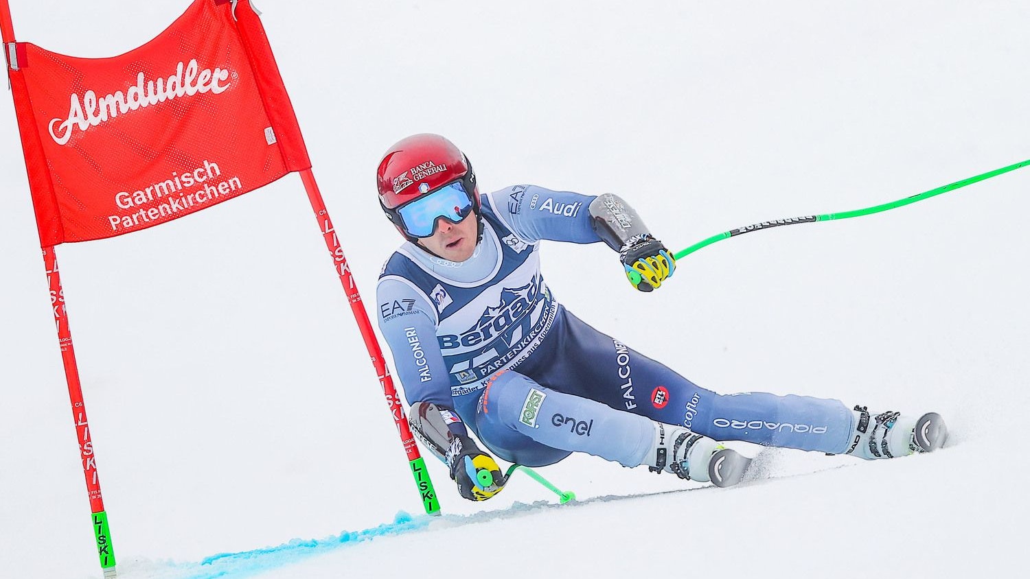 Der Franzose Nils Allegre im Super-G von Garmisch. 