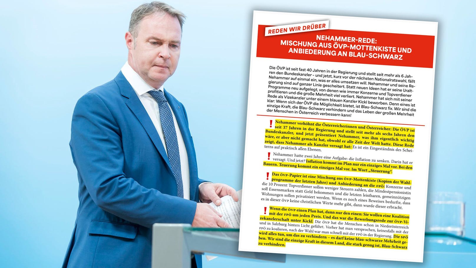 Insider enthüllt: SPÖ verteilte Nehammer-Schummelzettel