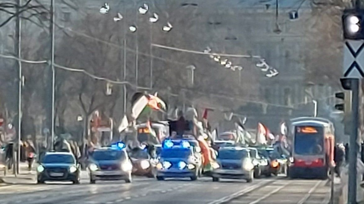 Palästina-Autokorso legt Wiener Ring komplett lahm