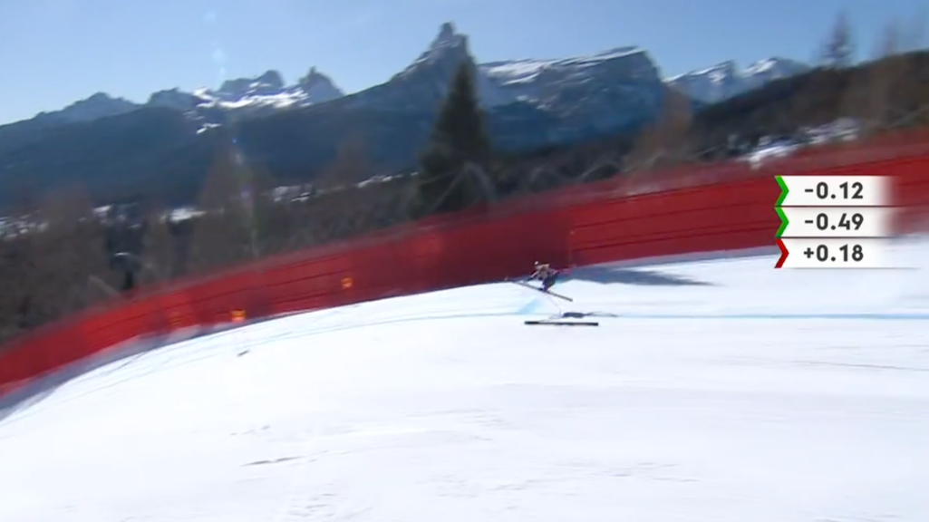 Die Kanadierin Valerie Grenier stürzt in Cortina schwer.