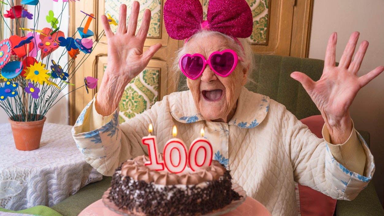 100 years old birthday cake to old woman elderly celebration funny humor