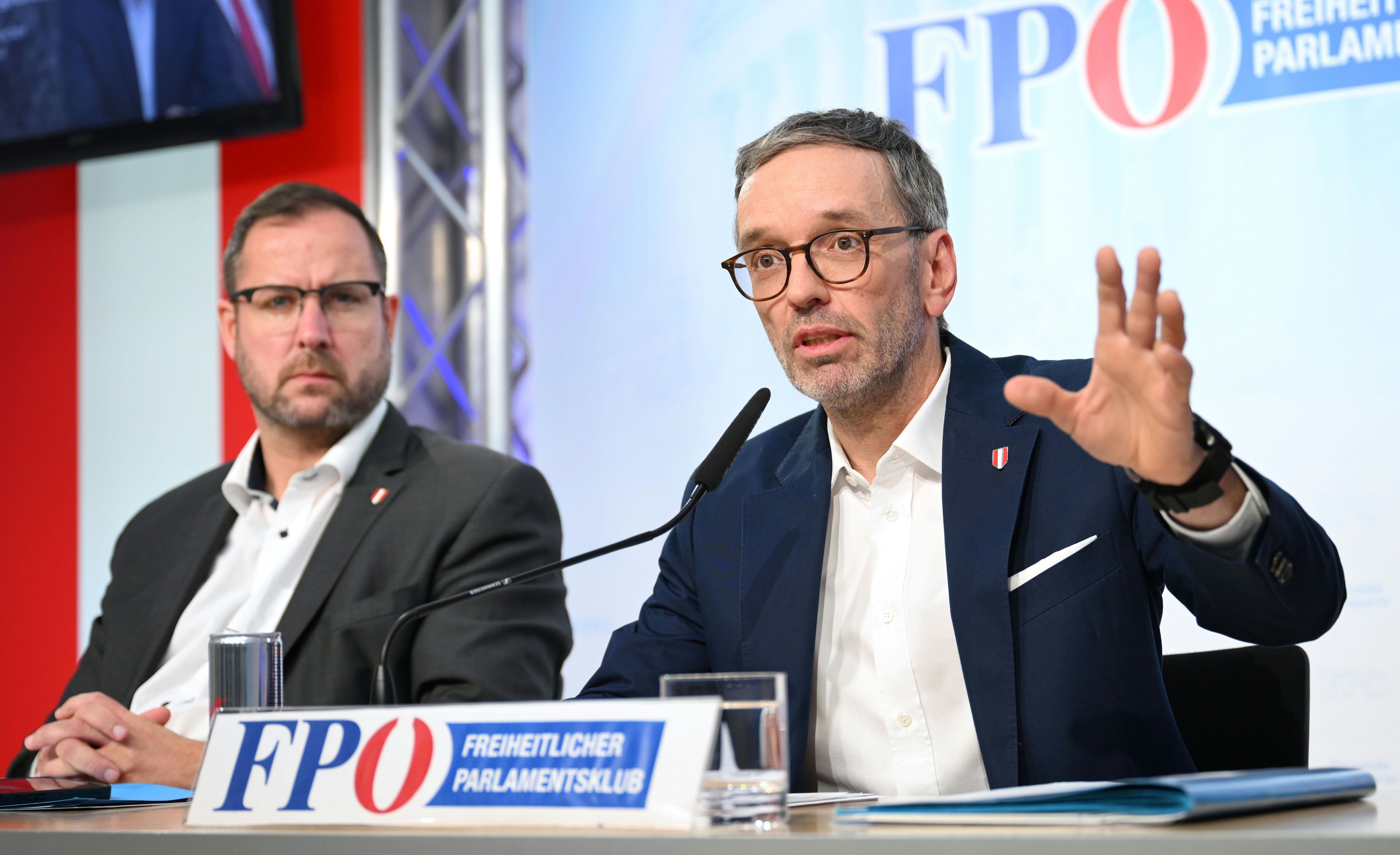 FPÖ-Generalsekretär Christian Hafenecker und FPÖ-Parteiobmann Herbert Kickl.