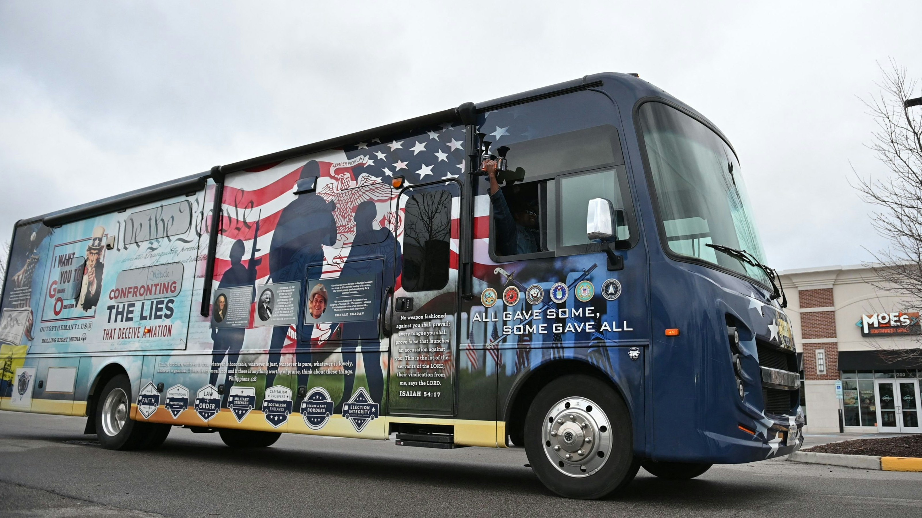 A Caravan Of Vehicles Traveling To The Southern Border Under The Banner Of ''Take Back Our Border Convoy'' Begins It's Nearly 2000 Miles Trip In Norfolk, Virginia On January 29th, 2024. (Photo by Zach D Roberts/NurPhoto) (Photo by Zach D Roberts / NurPhoto / NurPhoto via AFP)
