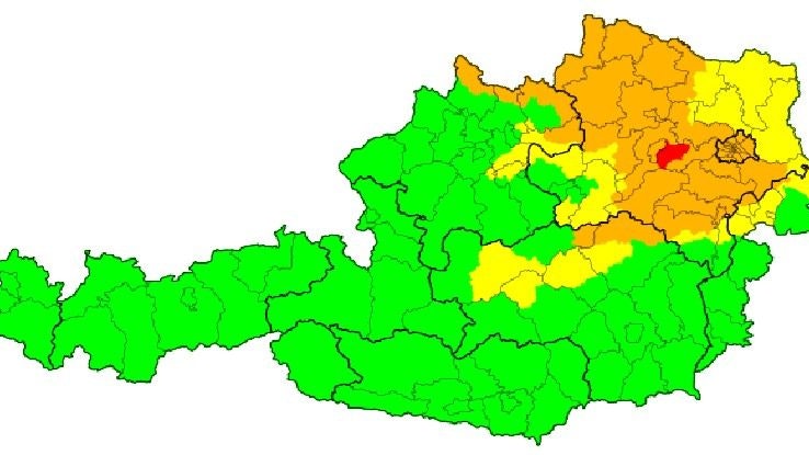 Aktuelle Unwetterwarnungen für Österreich.