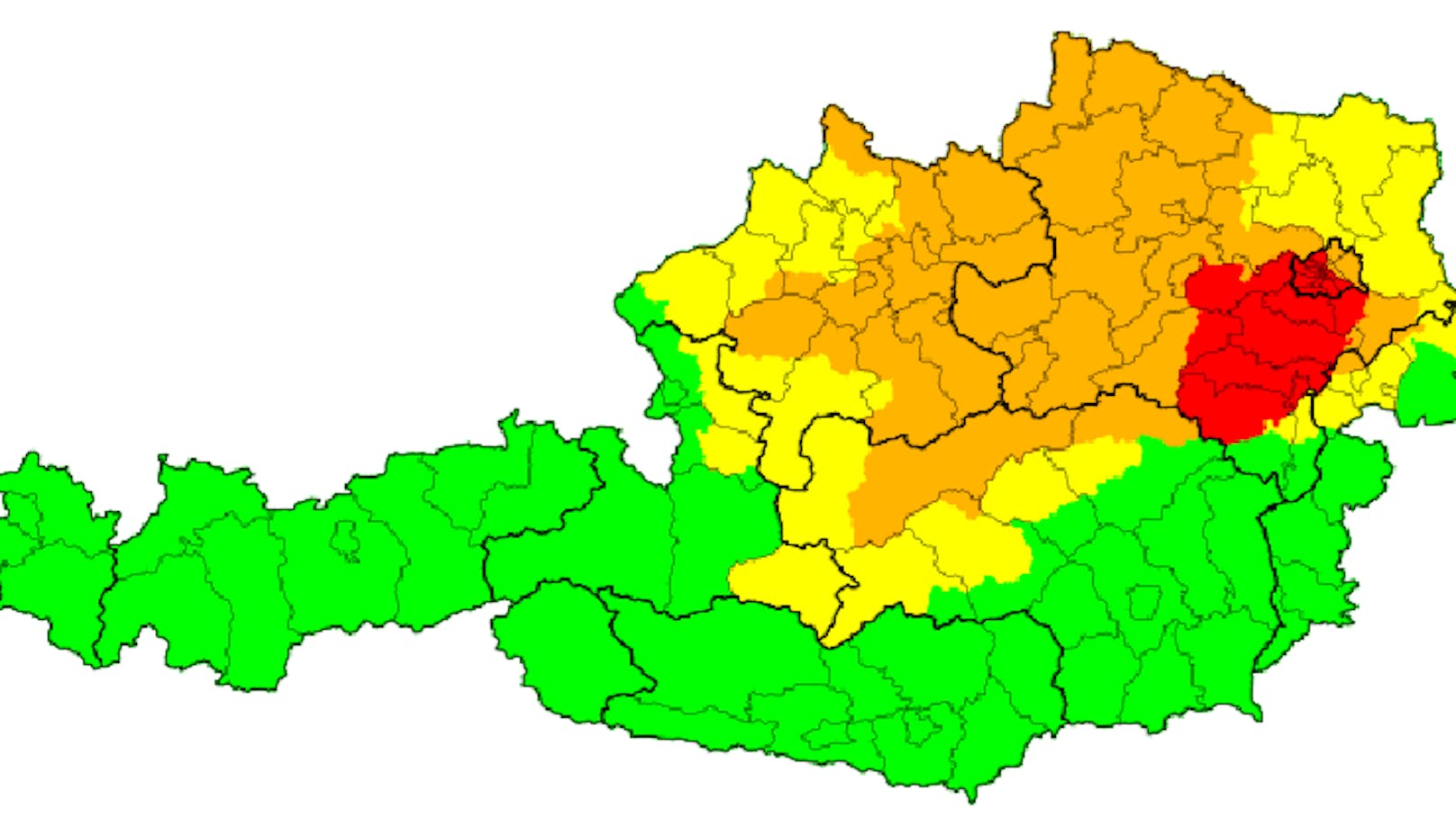 Aktuelle Unwetterwarnungen für Österreich.