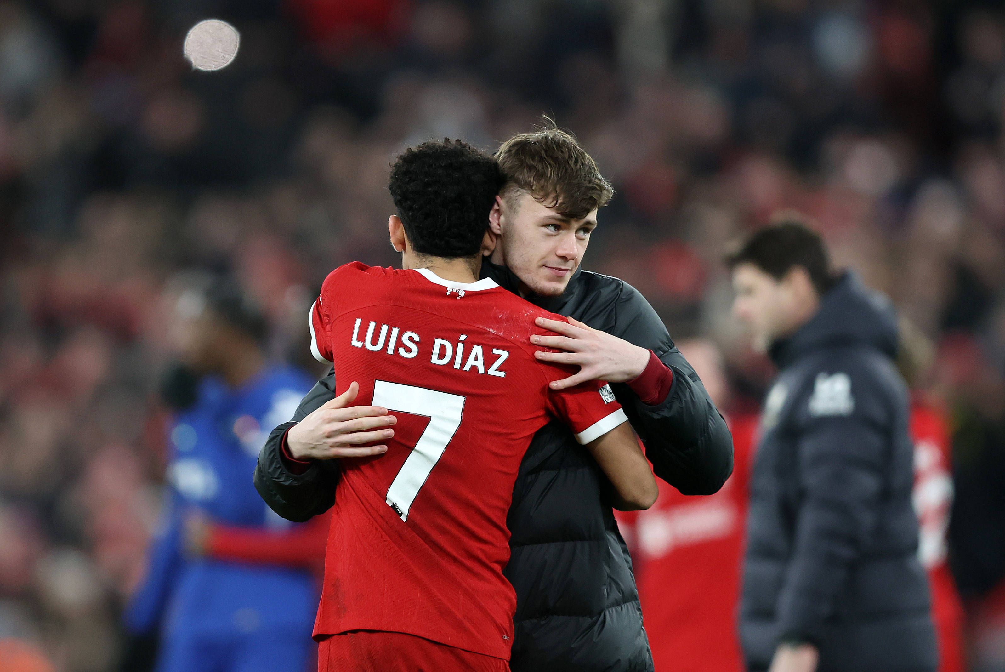 Vor einer Woche herzte Luis Diaz noch Matchwinner Conor Bradley.