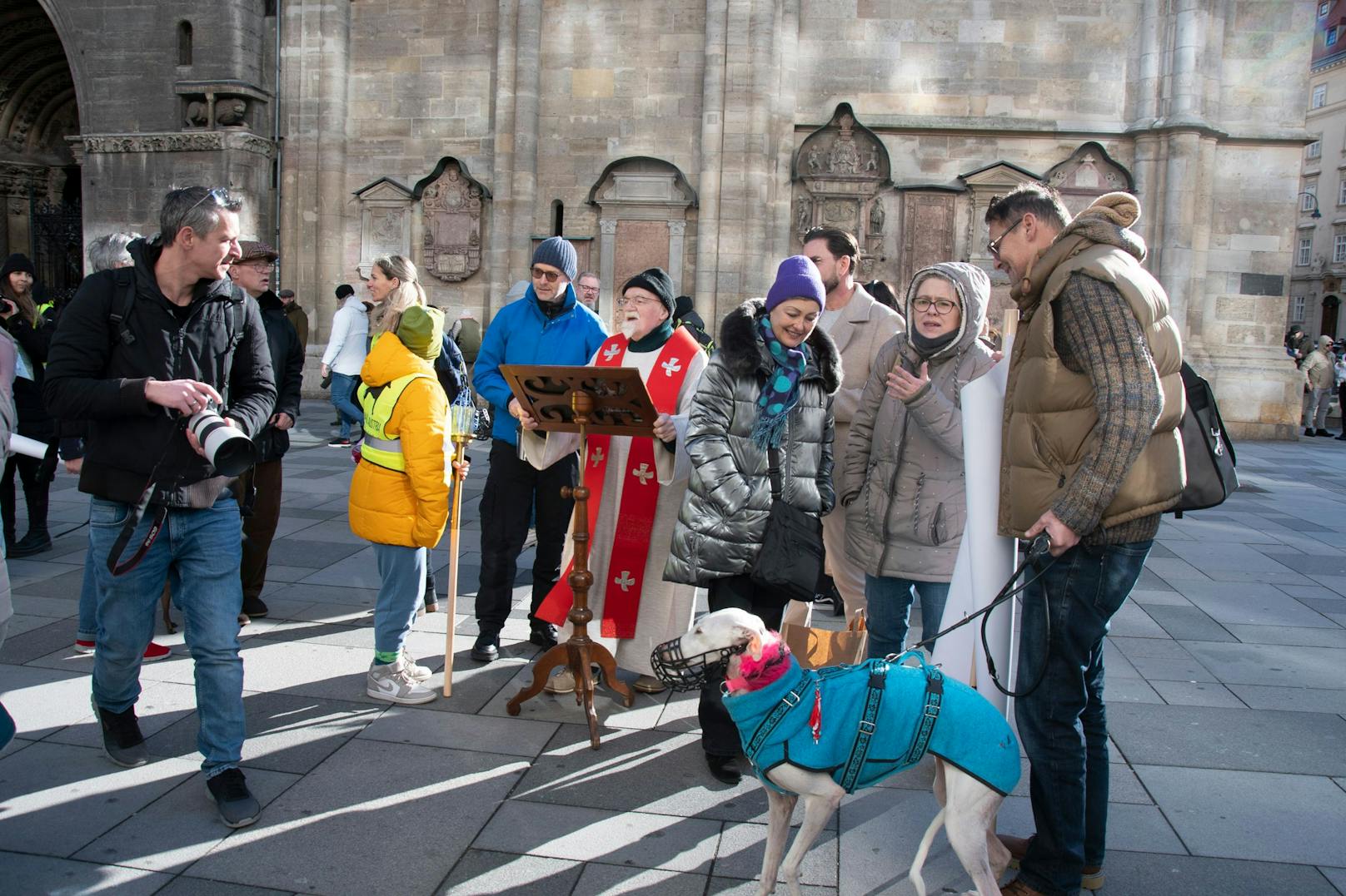 Auch gesegnet wurden alle Hunde vor dem Stephansdom.