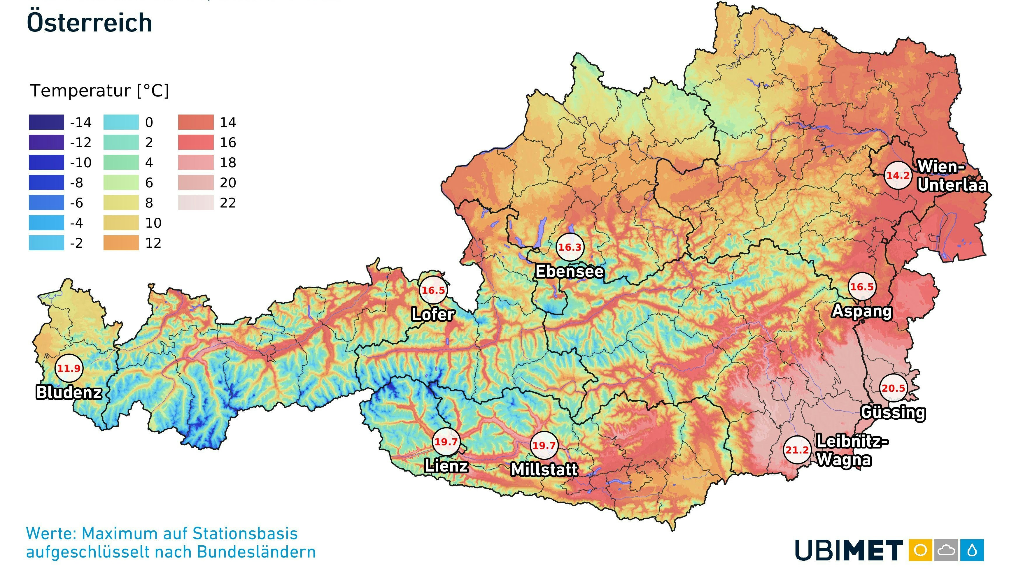 Am Montag wurden in mehreren Städten im Süden und Südosten des Landes mehr als 20 Grad Celsius erreicht.
