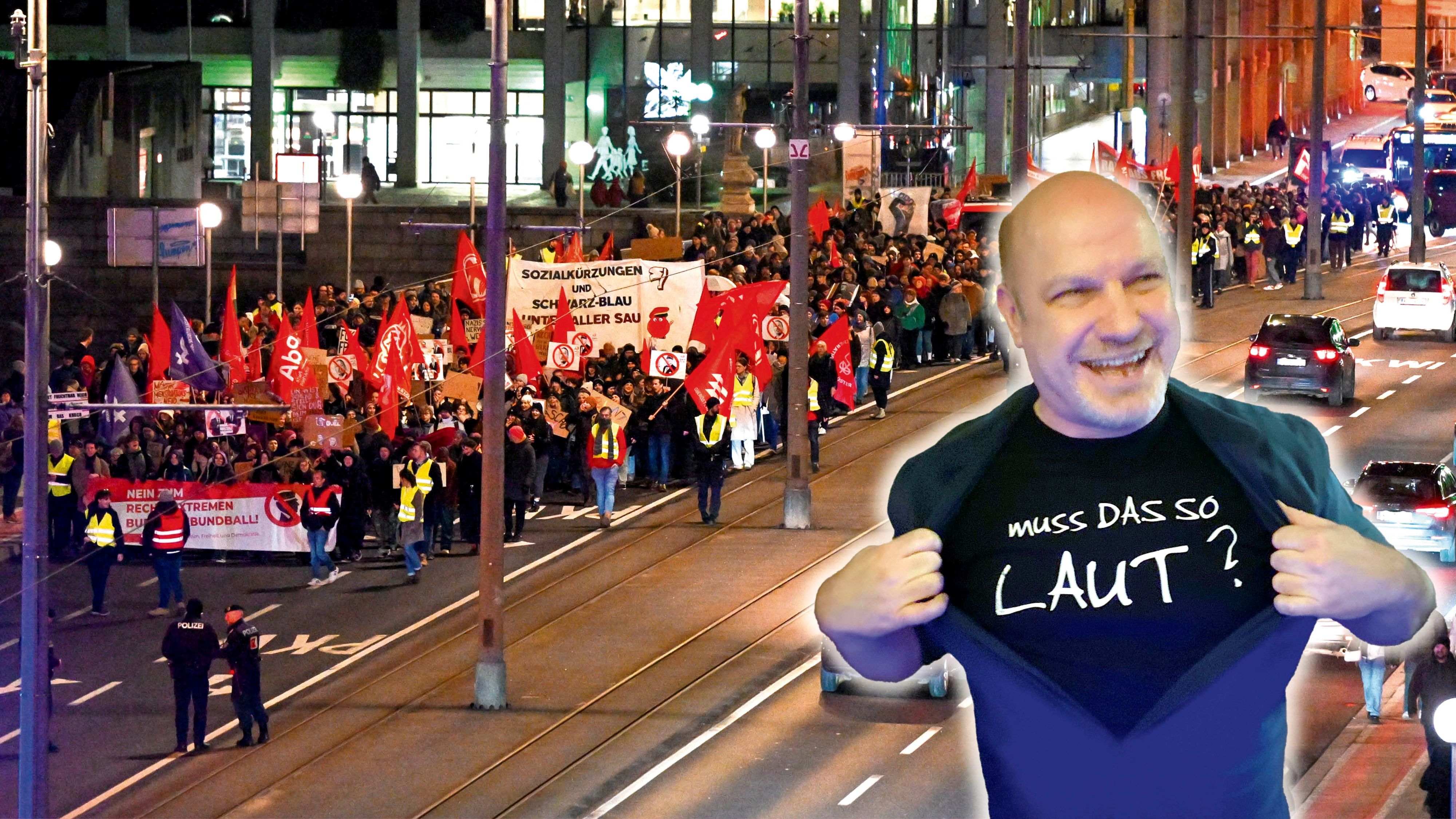 Seine Genossen demonstrierten lautstark gegen den Burschenbundball, Peter Binder legte für Gäste auf.