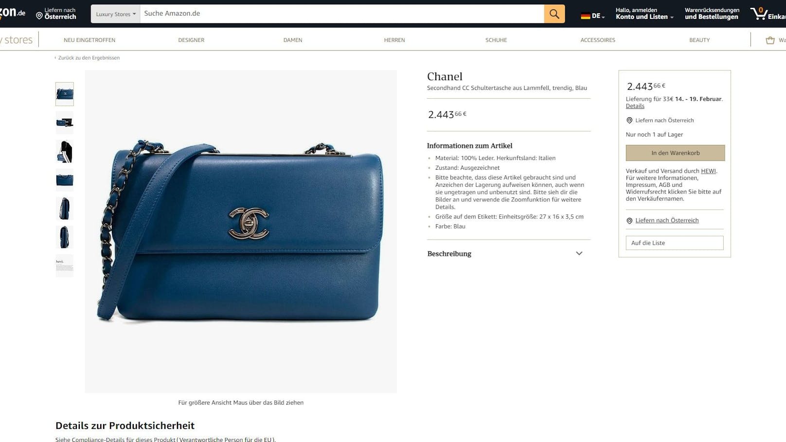 Auf Amazon findet man jetzt auch Chaneltaschen.