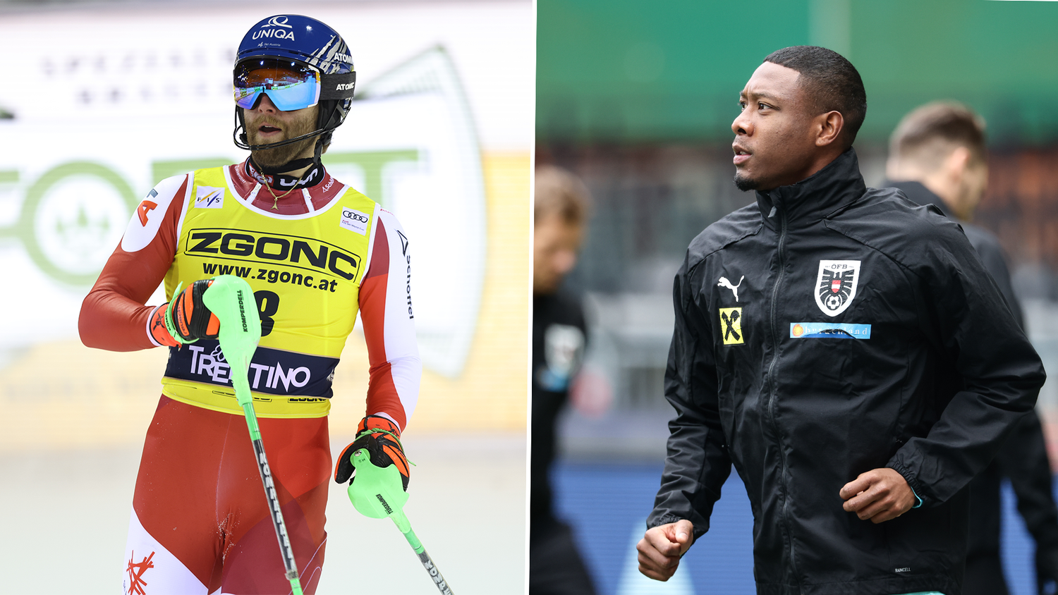 David Alaba und Marco Schwarz gehen ein Stück des langen Wegs zurück gemeinsam.