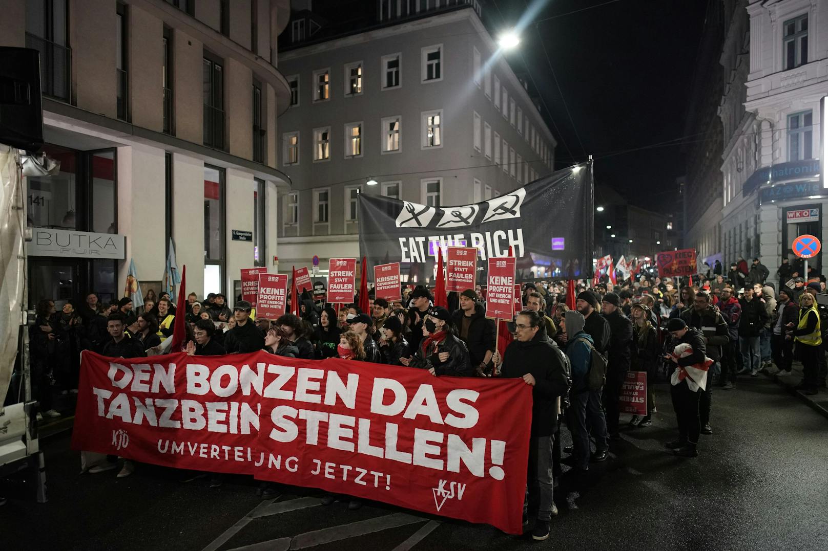 Organisiert wurde die Demonstration von der KJÖ (Kommunistische Jugend Österreichs).&nbsp;
