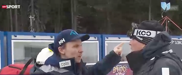 Henrik Kristoffersen schreit Renndirektor Markus Waldner an.