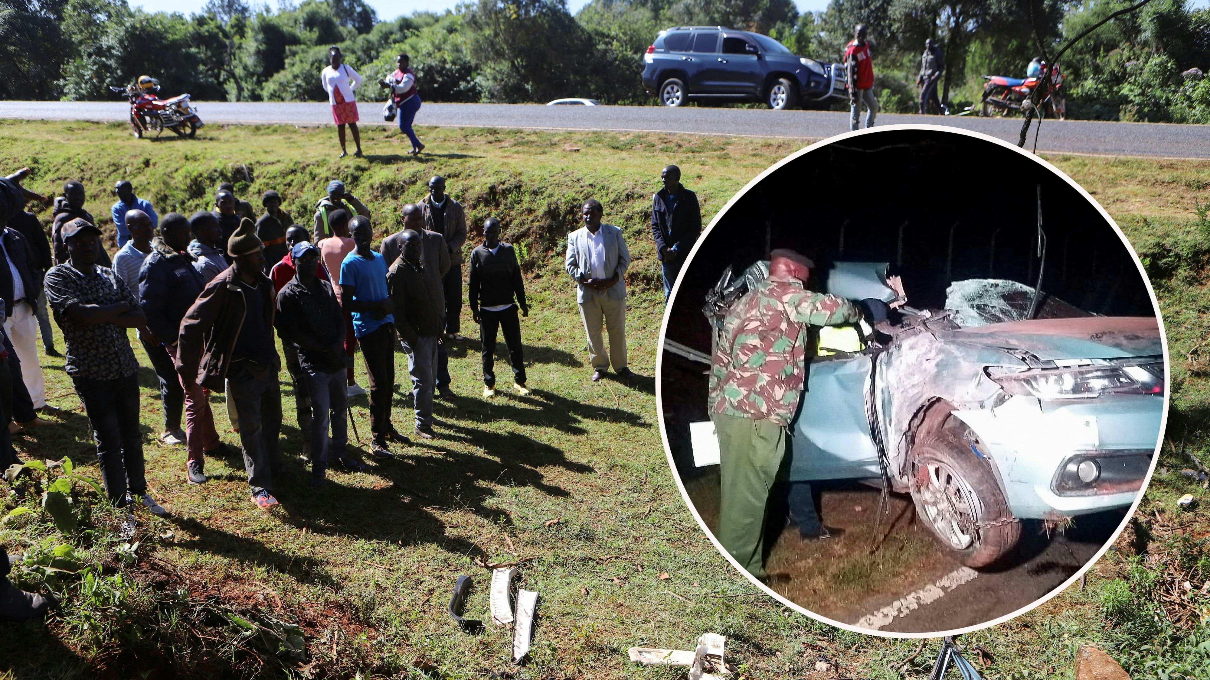 Menschen trauern an der Unfallstelle um Kelvin Kiptum.