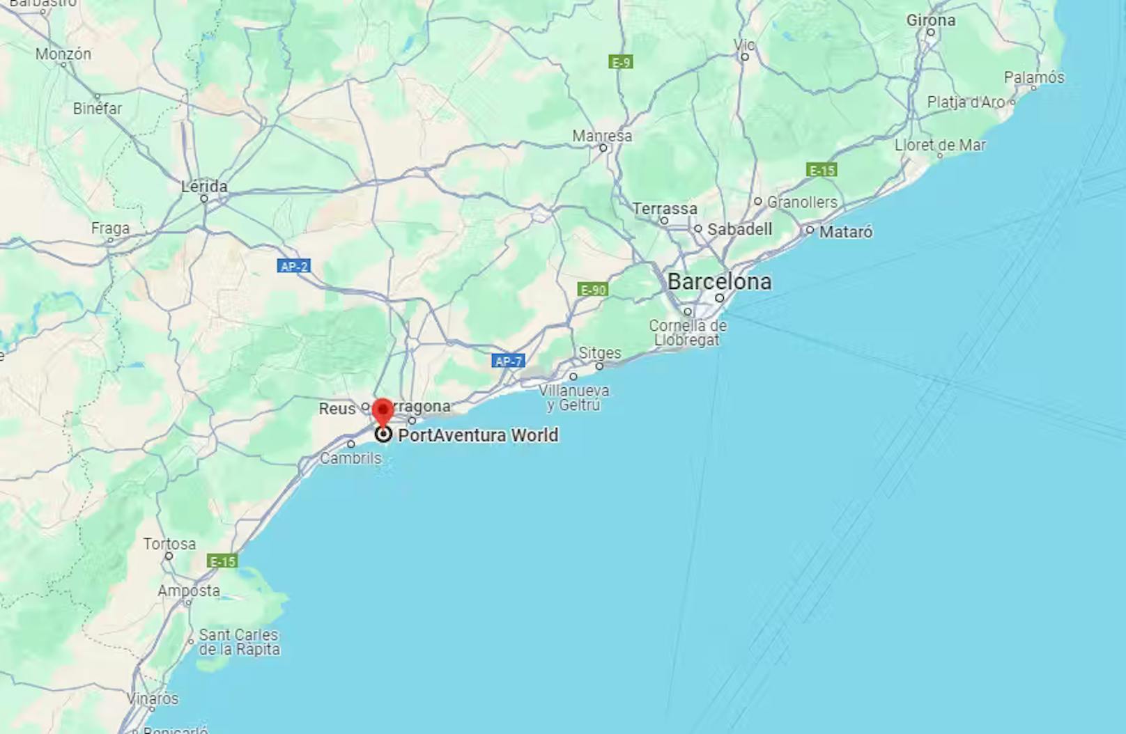 Die Port Aventura World befindet sich bei Tarragona südwestlich von Barcelona.