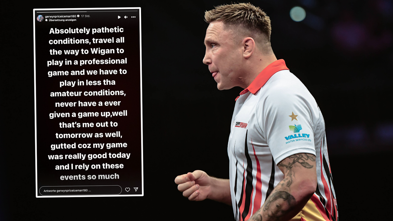 Gerwyn Price hörte mitten im Spiel gegen Brendan Dolan auf zu spielen.