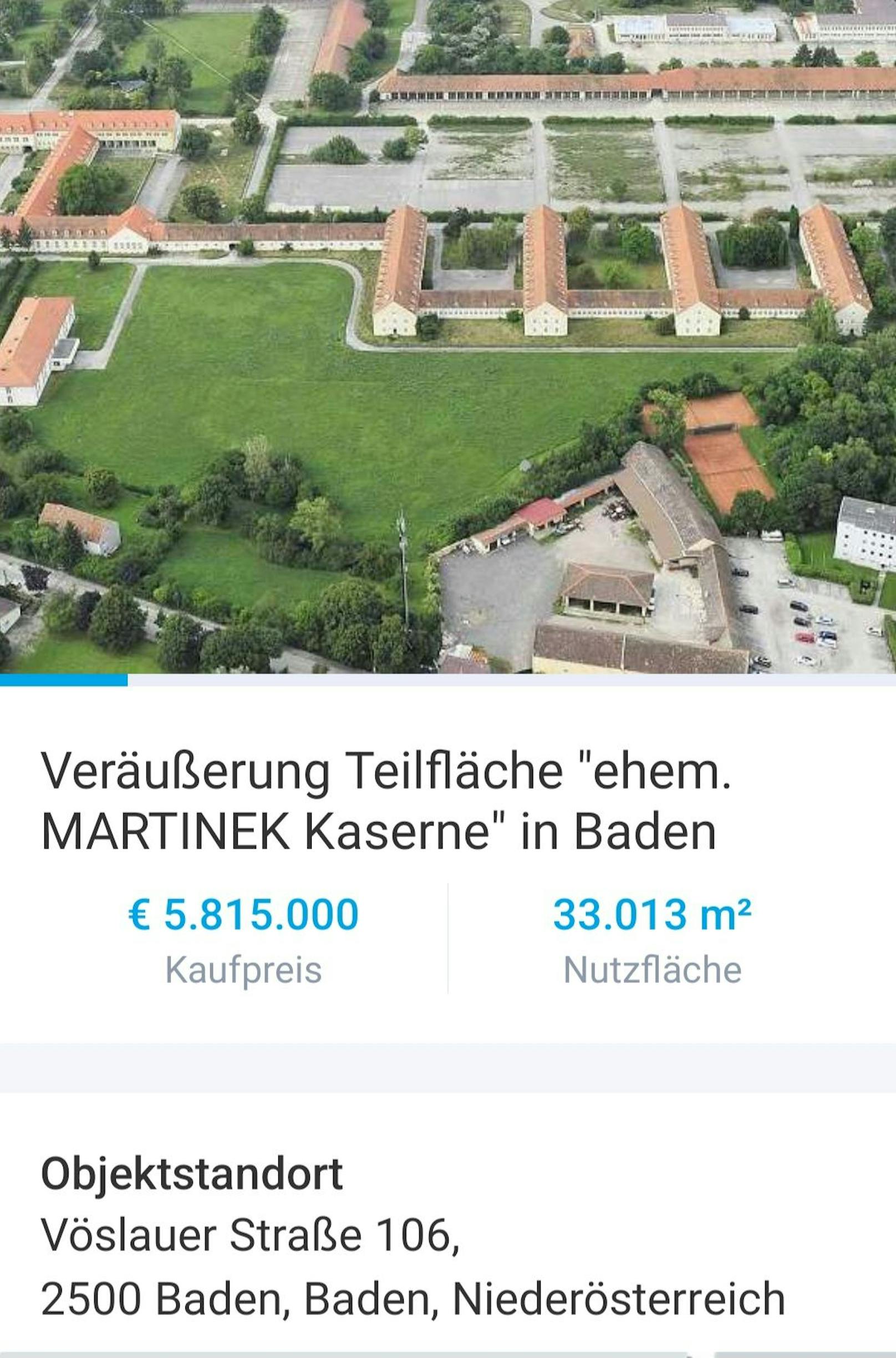 Das insgesamt 33.013 Quadratmeter große Areal wird um 5,8 Millionen Euro angeboten.
