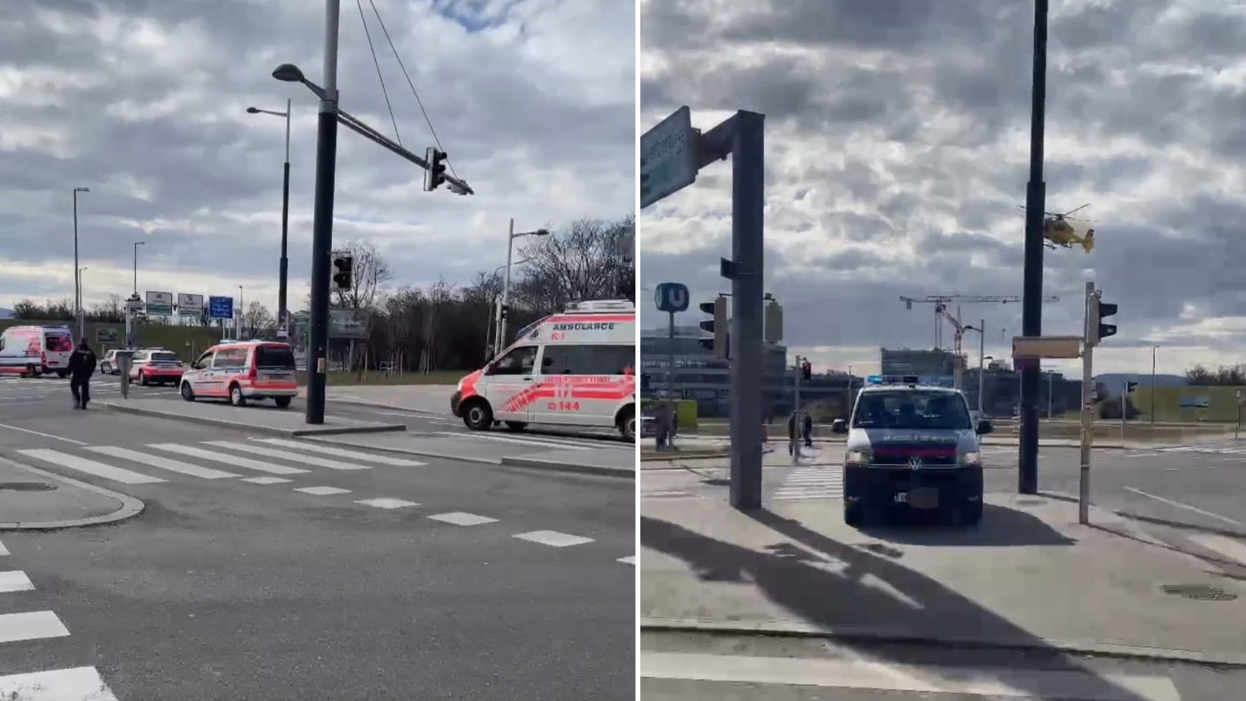 Am Verteilerkreis in Wien-Favoriten landete drei Minuten nach dem Notruf ein Rettungs-Heli.