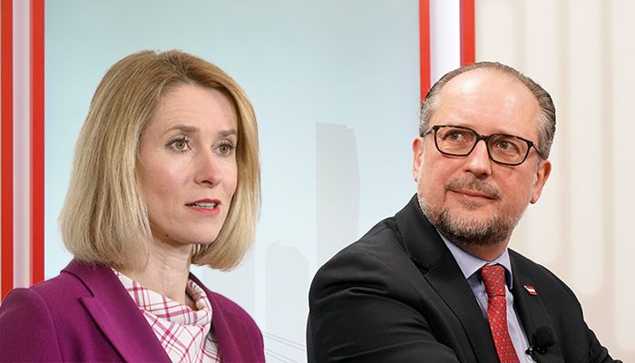 Die estnische Premierministerin Kaja Kallas und Österreichs Außenminister Alexander Schallenberg