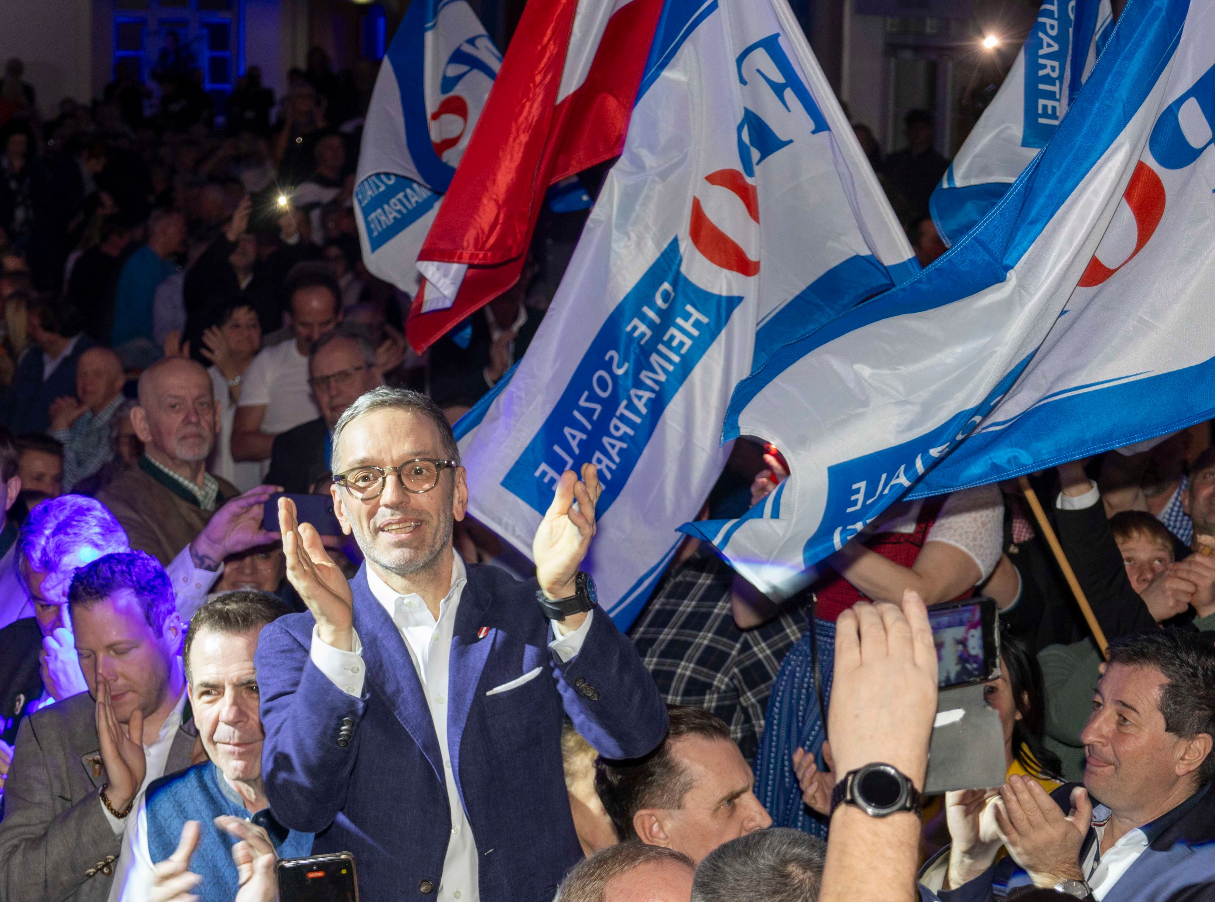Herbert Kickl beim Politischen Aschermittwoch der FPÖ in der Jahnturnhalle in Ried im Innkreis.