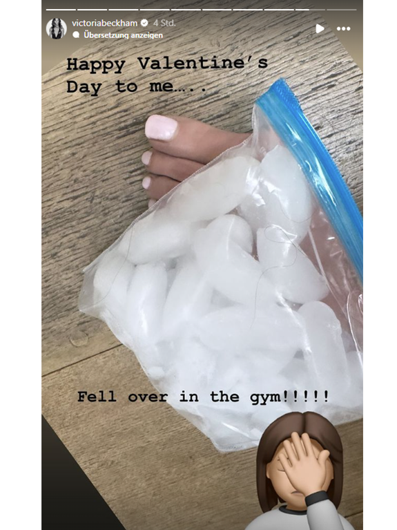Victoia Beckham verletzt sich ausgerechnet am Valentinstag.