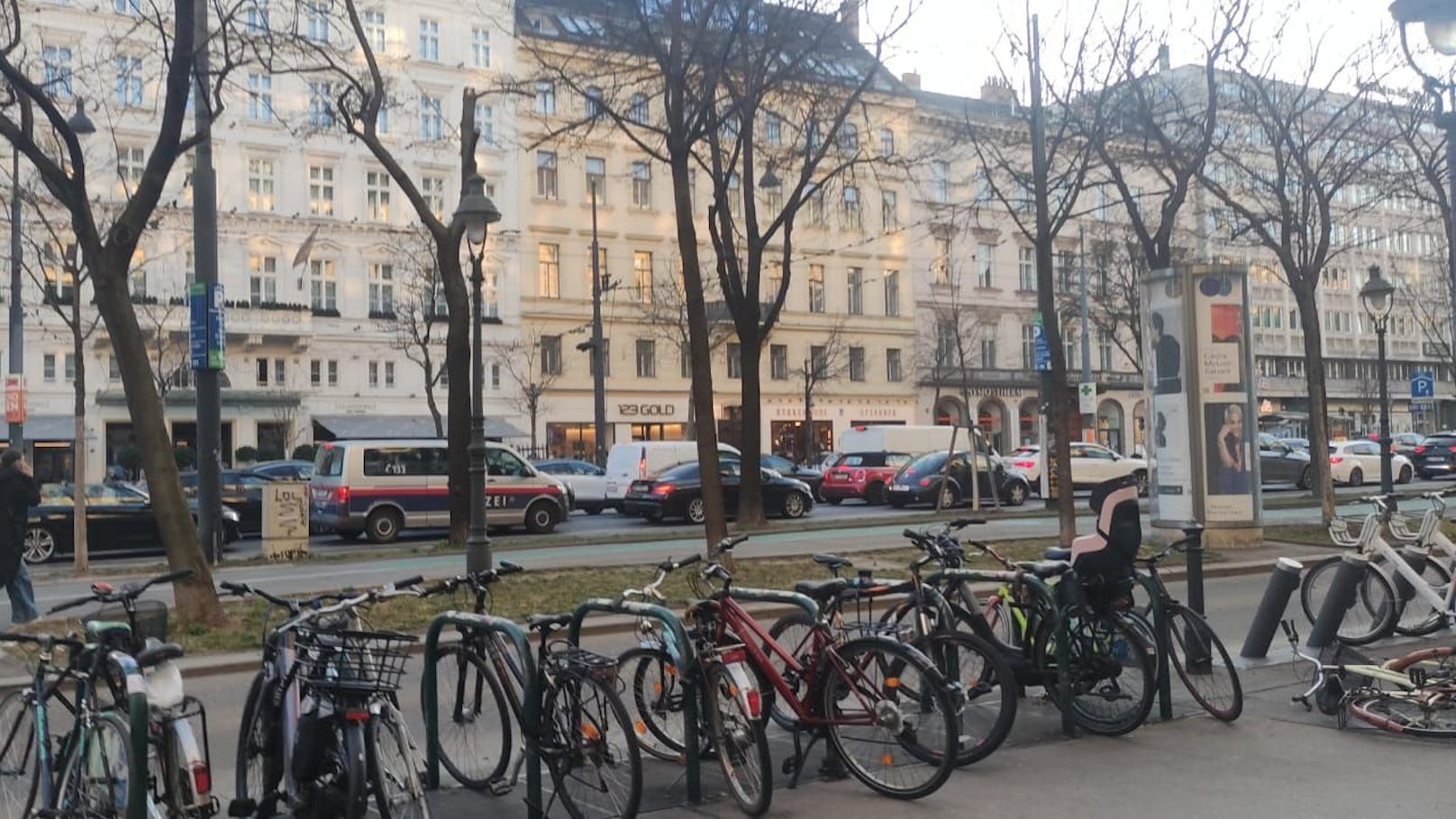 Die Polizei leitet Pkw-Lenker wegen des Akademikerballs Richtung Linke Wienzeile.