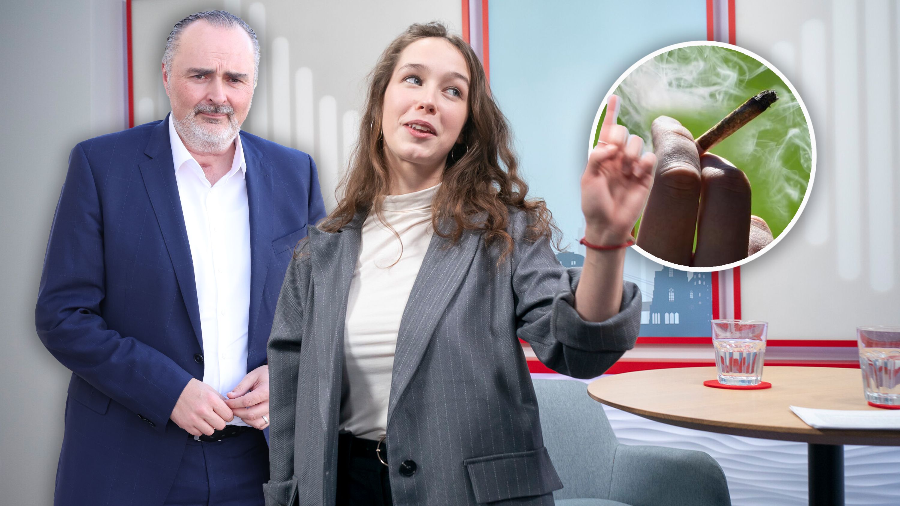 Lena Schilling will Cannabis legalisieren; Hans Peter Doskozil hält es für einen Einstieg in die Sucht.