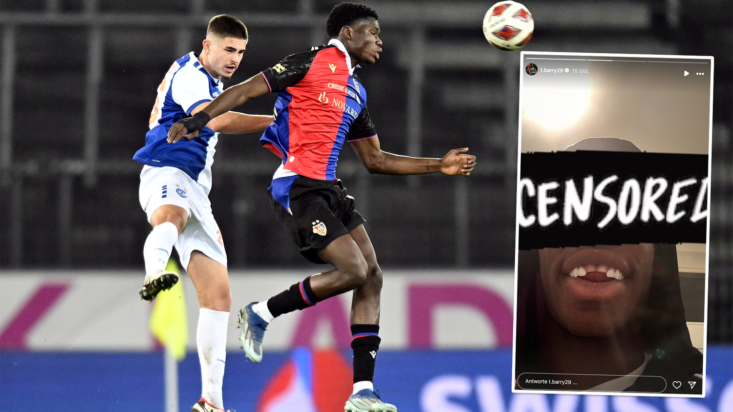 Schon vor dem Spiel verlor Thierno Barry vom FC Basel beide Schneidezähne.