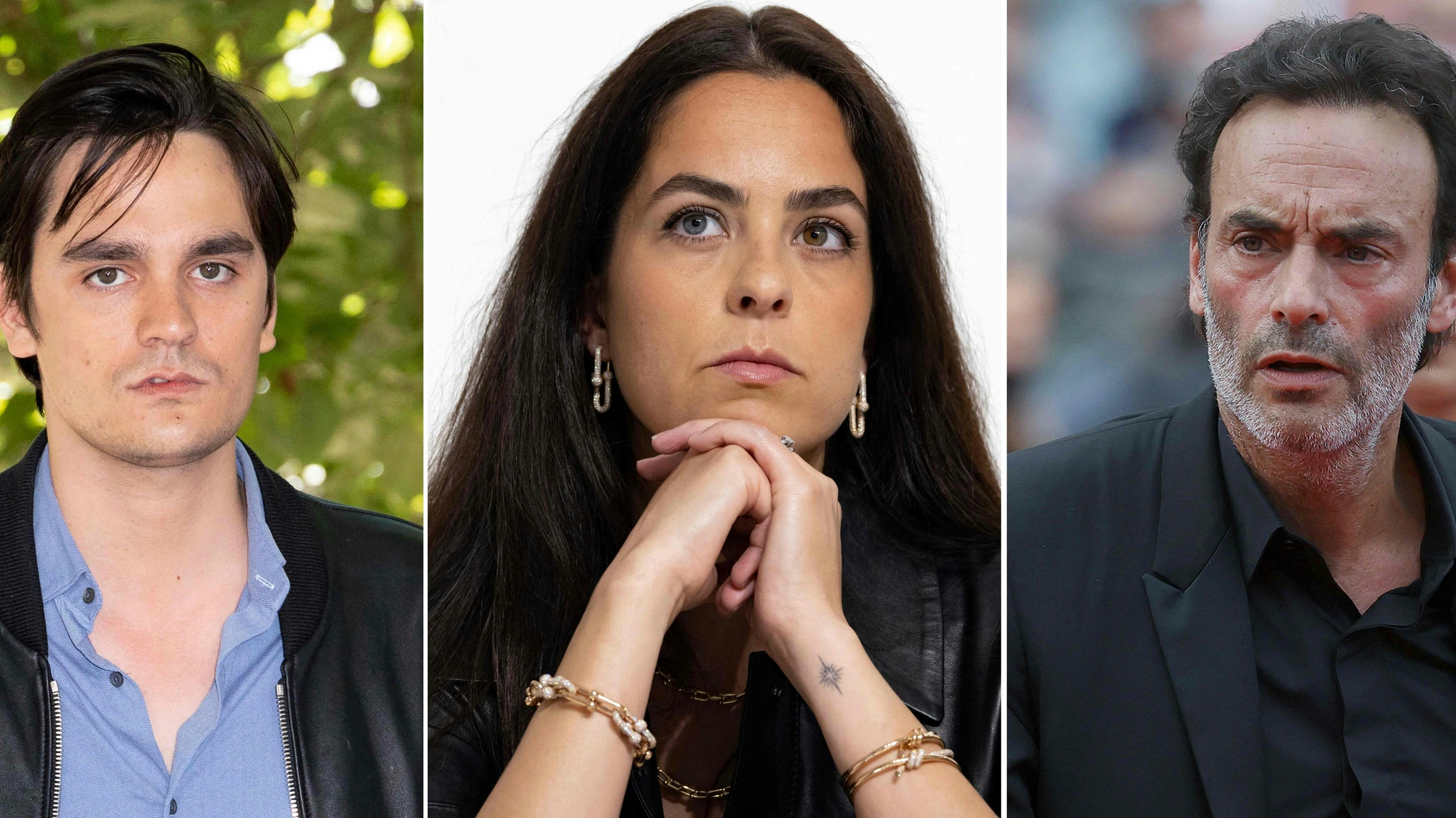 Alain Delons Kinder:  Alain Fabien Delon (links), Anouchka Delon und Anthony Delon.