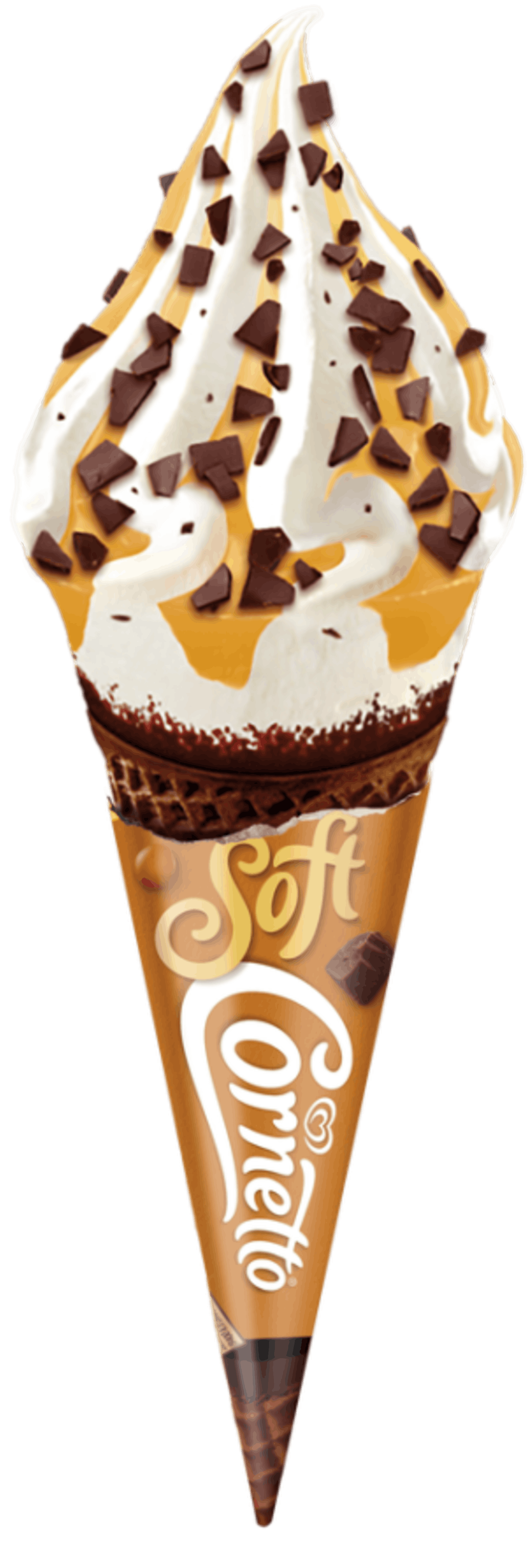 Cornetto Soft Stracciatella & Caramel: Hier trifft köstliches Vanilleeis auf feine Karamell-Sauce - getoppt mit kleinen Schoko-Stückchen. Traumhaft softer und voller Eis-Genuss in einer knusprigen Kakao-Waffel und ein cremiger Saucen-Kern. Einzeln: 2,20 Euro, 4er-Packung: 6,99 Euro