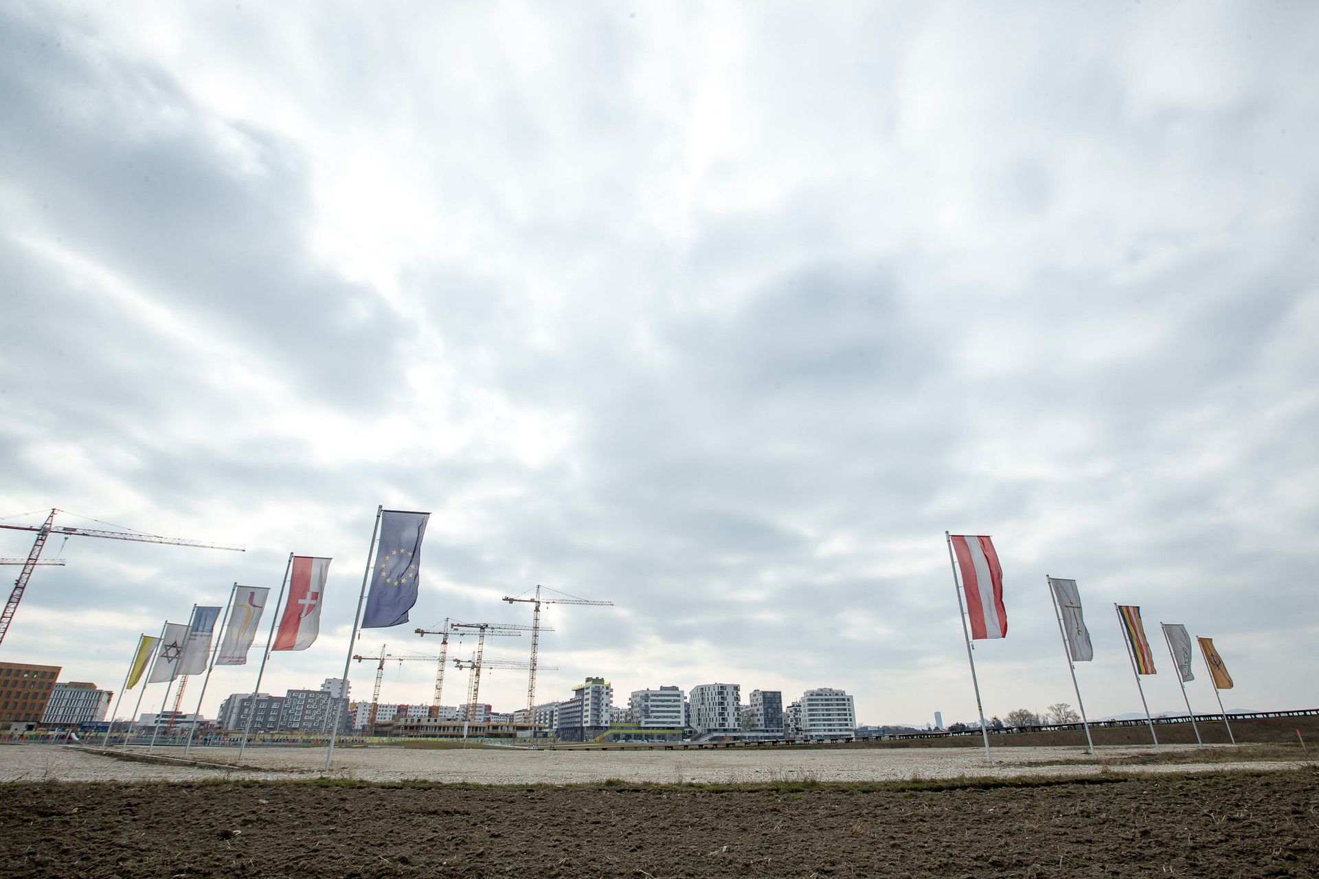 Der Campus der Religionen in der Wiener Seestadt: Die jüdische Fahne wurde bereits mehrmals abgerissen.&nbsp;