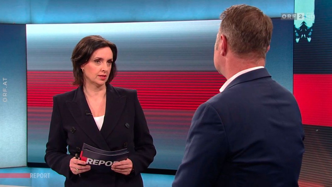 Andi Babler im "Report" mit Susanne Schnabl am 20. Februar 2024.